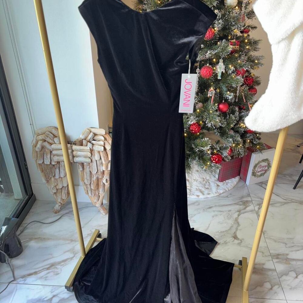 Black jovani velvet maxi dress